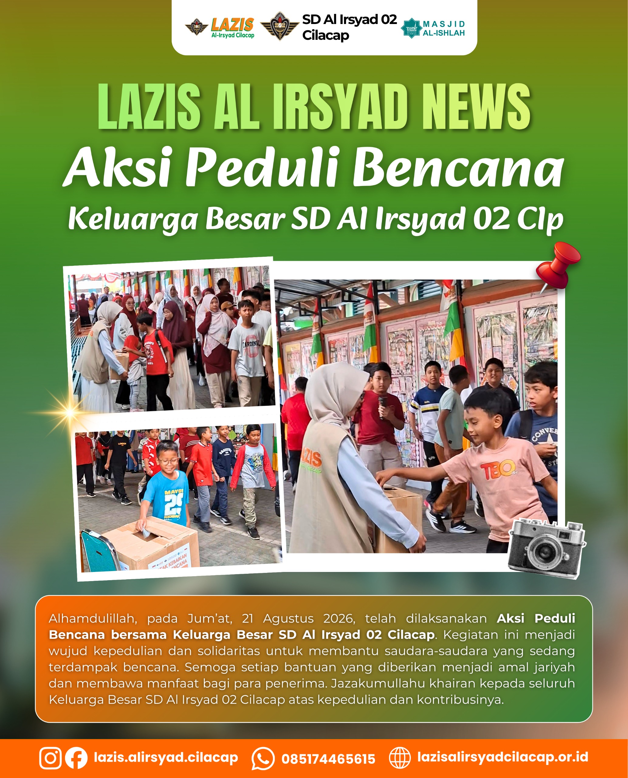 Aksi Peduli Bencana Bersama Keluarga Besar SD Al Irsyad 02 Cilacap