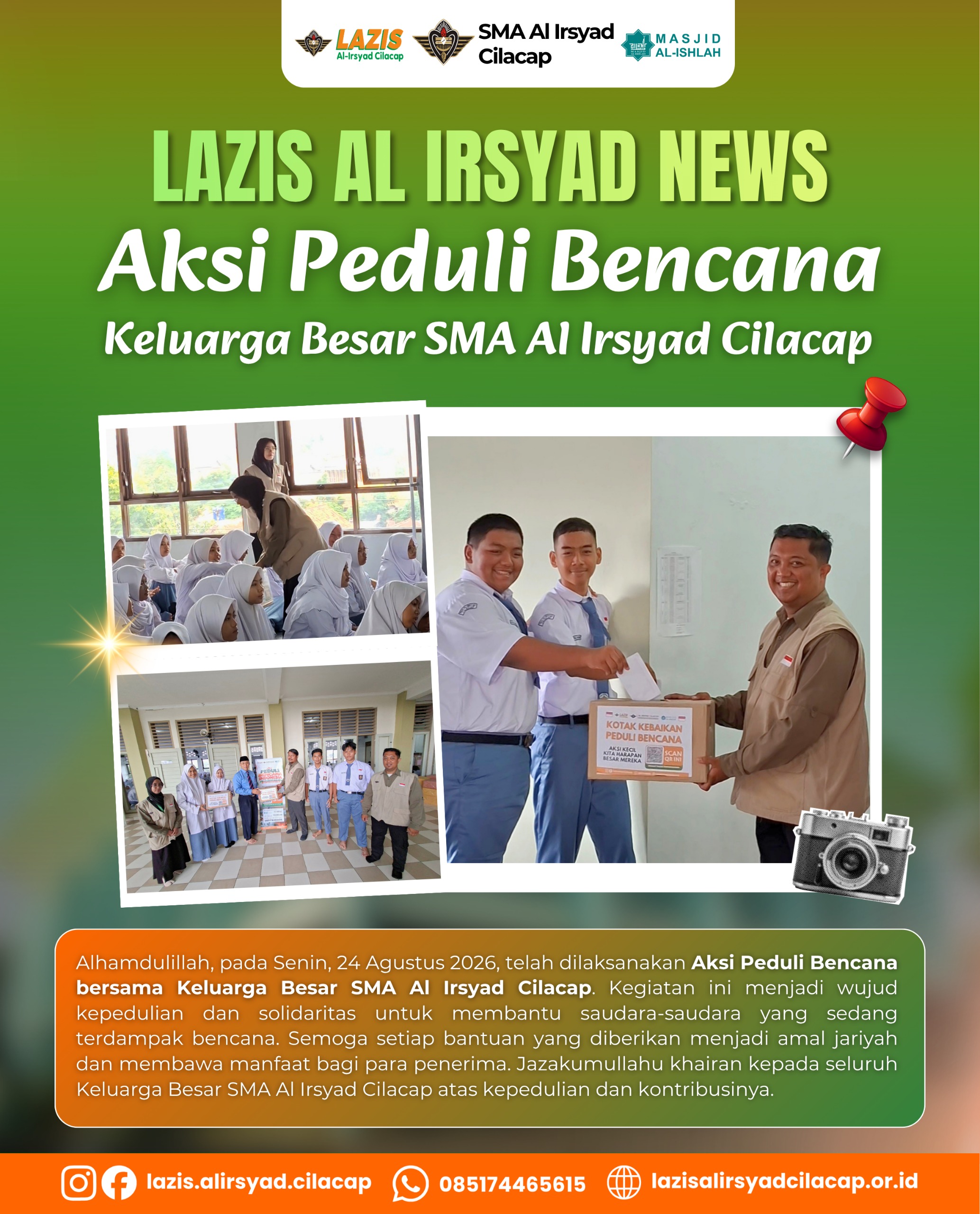 Aksi Peduli Bencana Bersama Keluarga Besar SMA Al Irsyad Cilacap