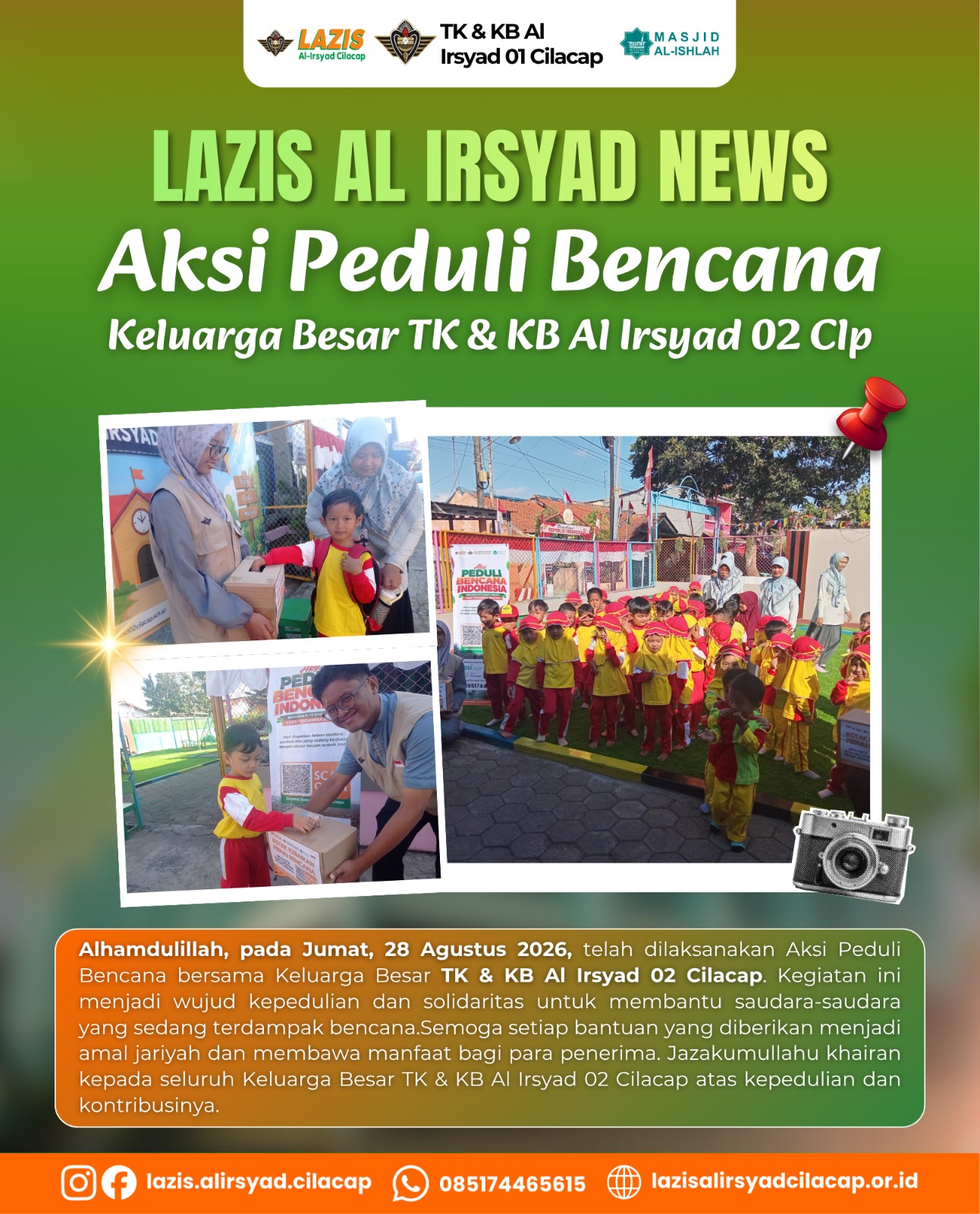 Aksi Peduli Bencana TK & KB Al Irsyad 02 Cilacap